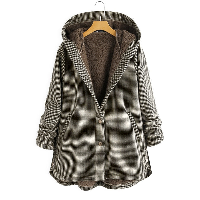 Dulce - Checked Hooded Coat-15563530076533-Nancy & Mae Savannah
