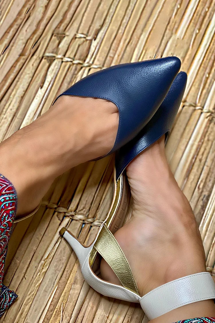 DARLENE - TWO-TONE SLINGBACK WITH ELEGANT HEEL