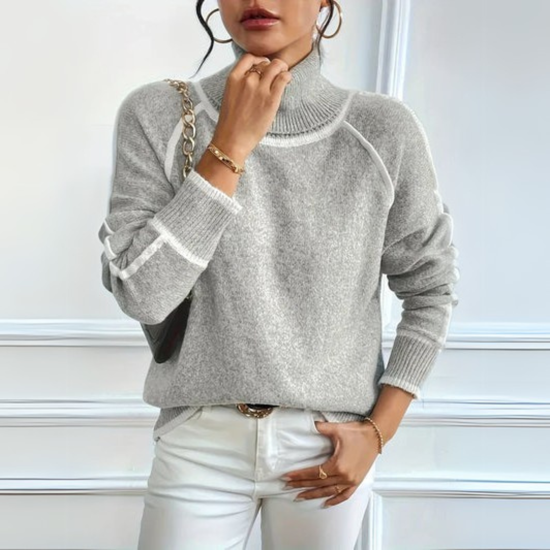 AURORA - Elegant Sweater with a Turtleneck-15519827755381-Nancy & Mae Savannah