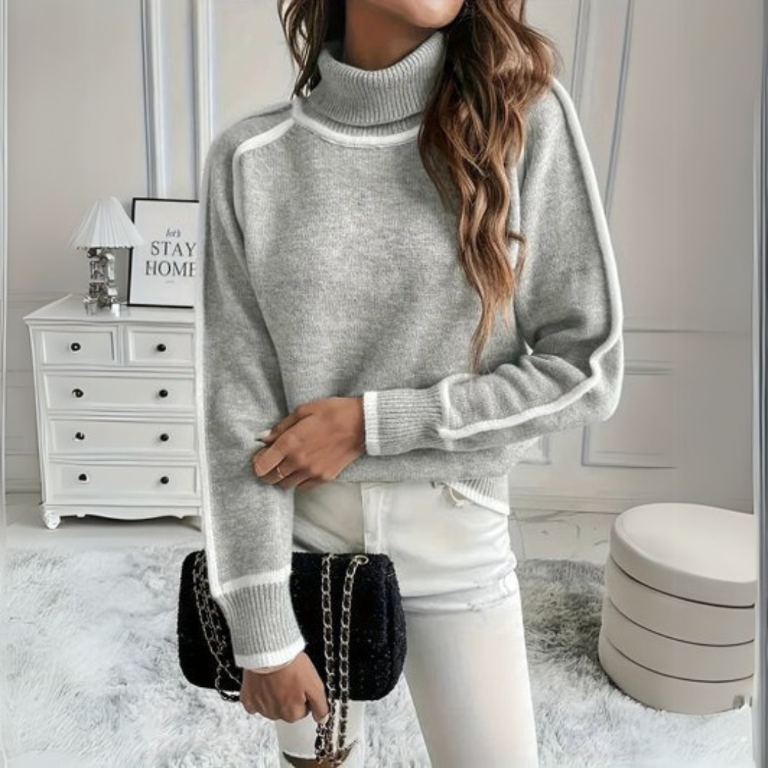 AURORA - Elegant Sweater with a Turtleneck-15519827755381-Nancy & Mae Savannah