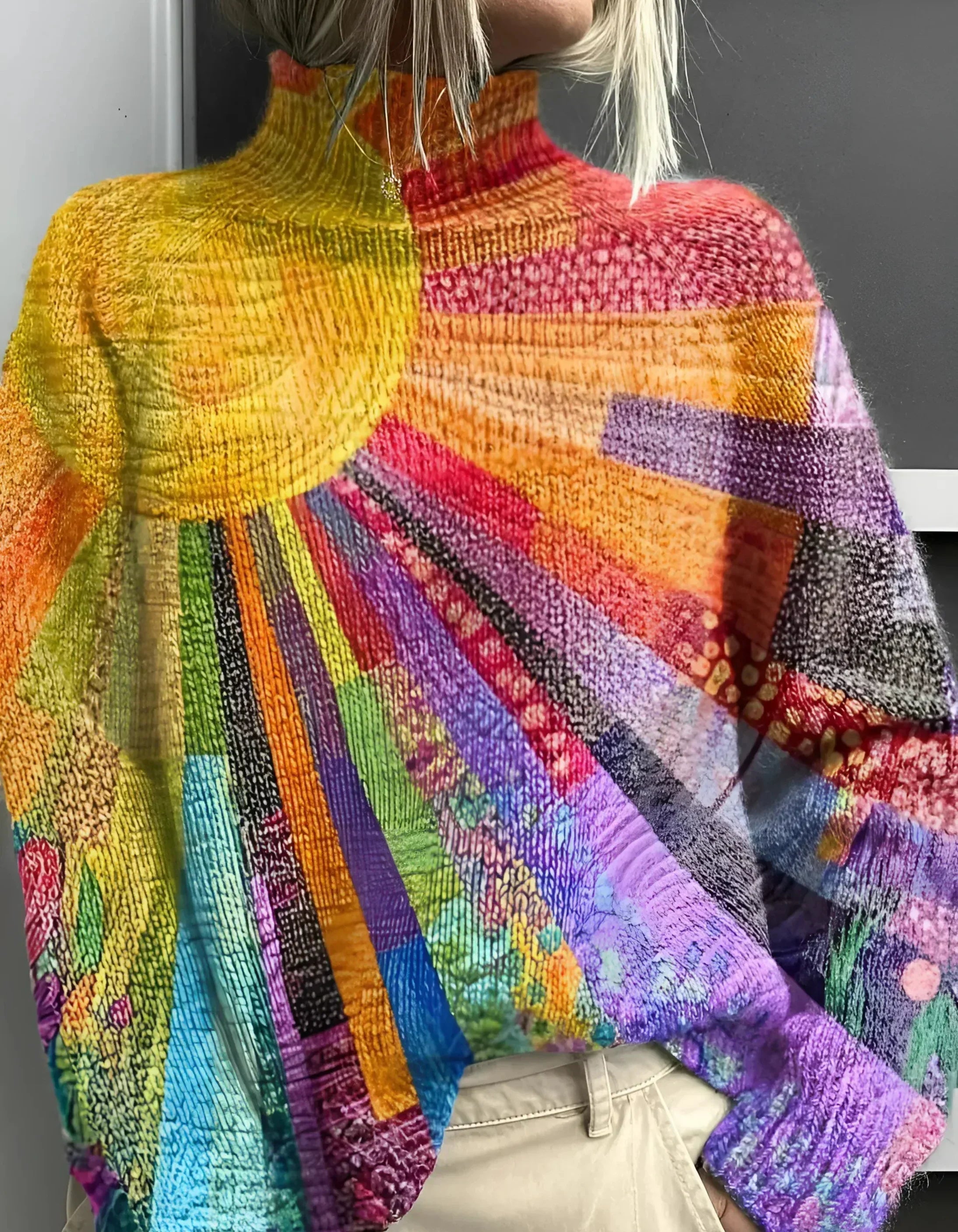 Ada - Colourful and Cheerful Roll Neck Jumper-15544892457333-Mirella Fiore