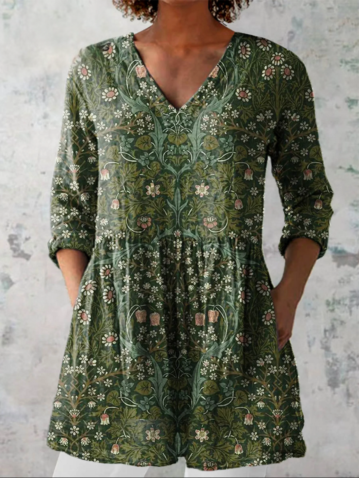 Addison - Long V-Neck Shirt-15550824448373-Mirella Fiore