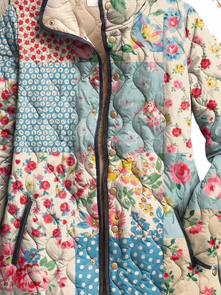 Agatha - Charming Floral Quilted Jacket for Women - Vintage Casual Style-15549061562741-Mirella Fiore