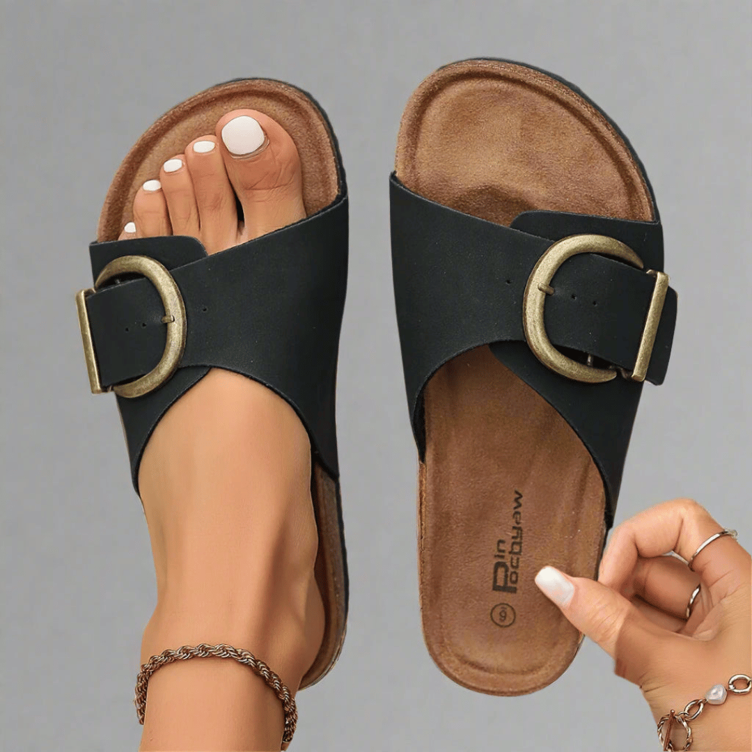 Aileen - Buckle Slide Sandals-15551041306997-Mirella Fiore