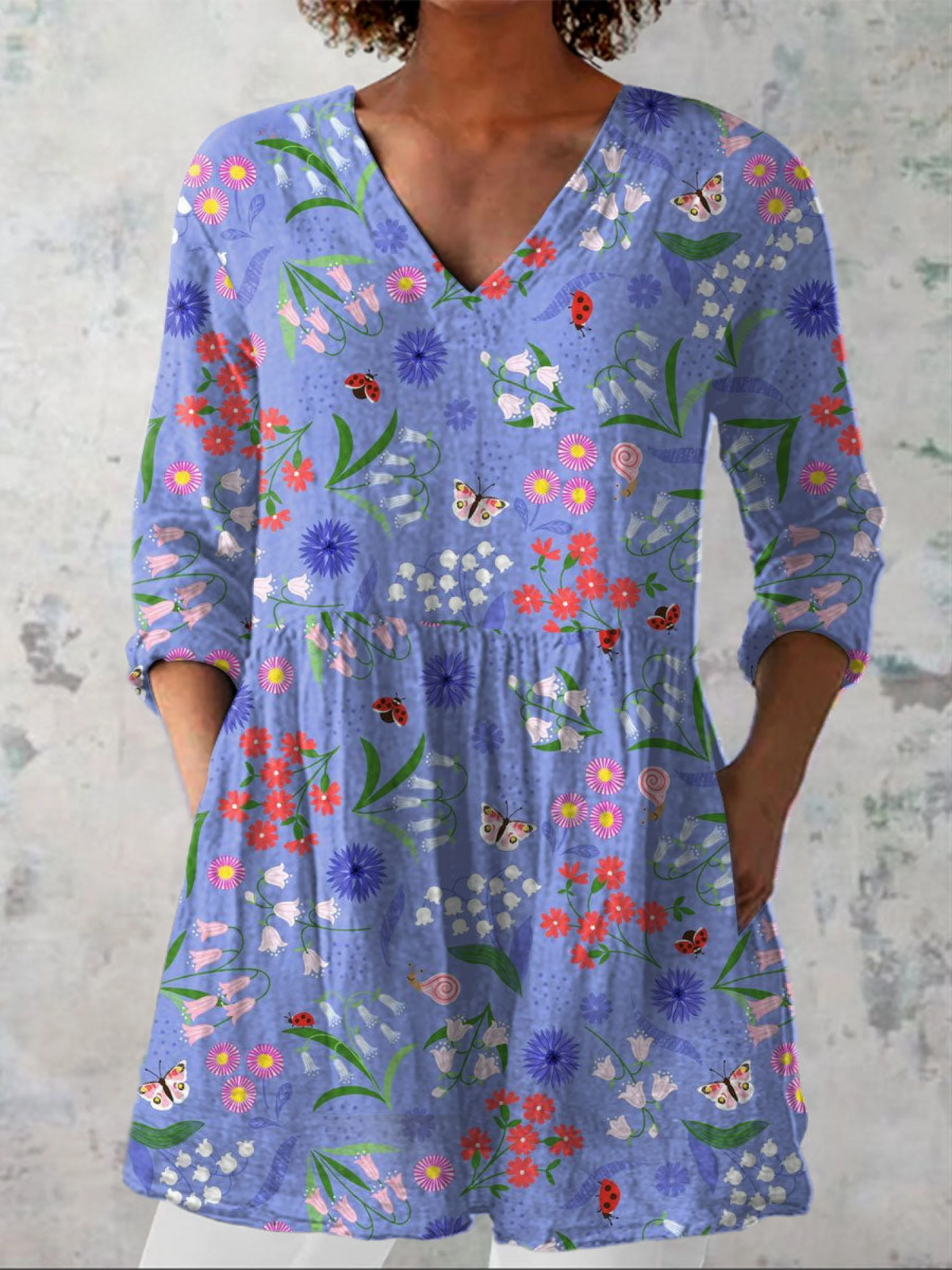 Aileen - Long V-Neck Shirt-15550825202037-Mirella Fiore