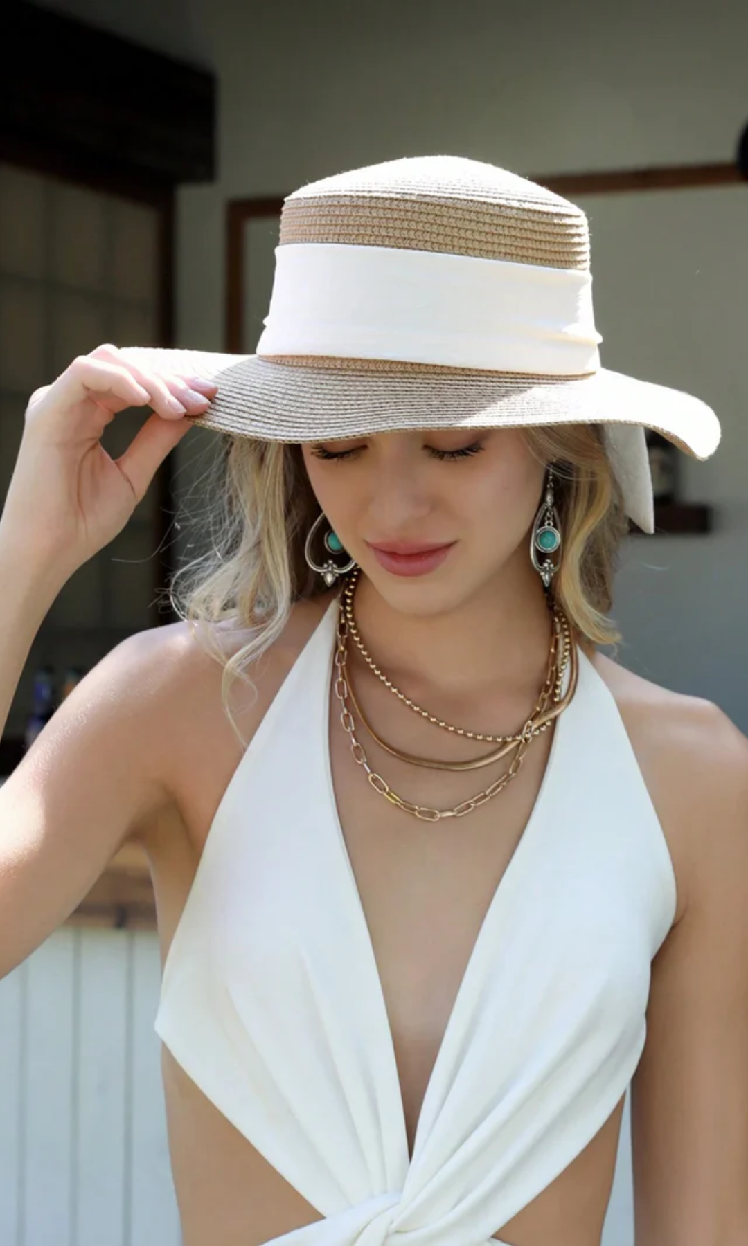 Albinia – White band classic – Straw hat-15133782212981-Mirella Fiore