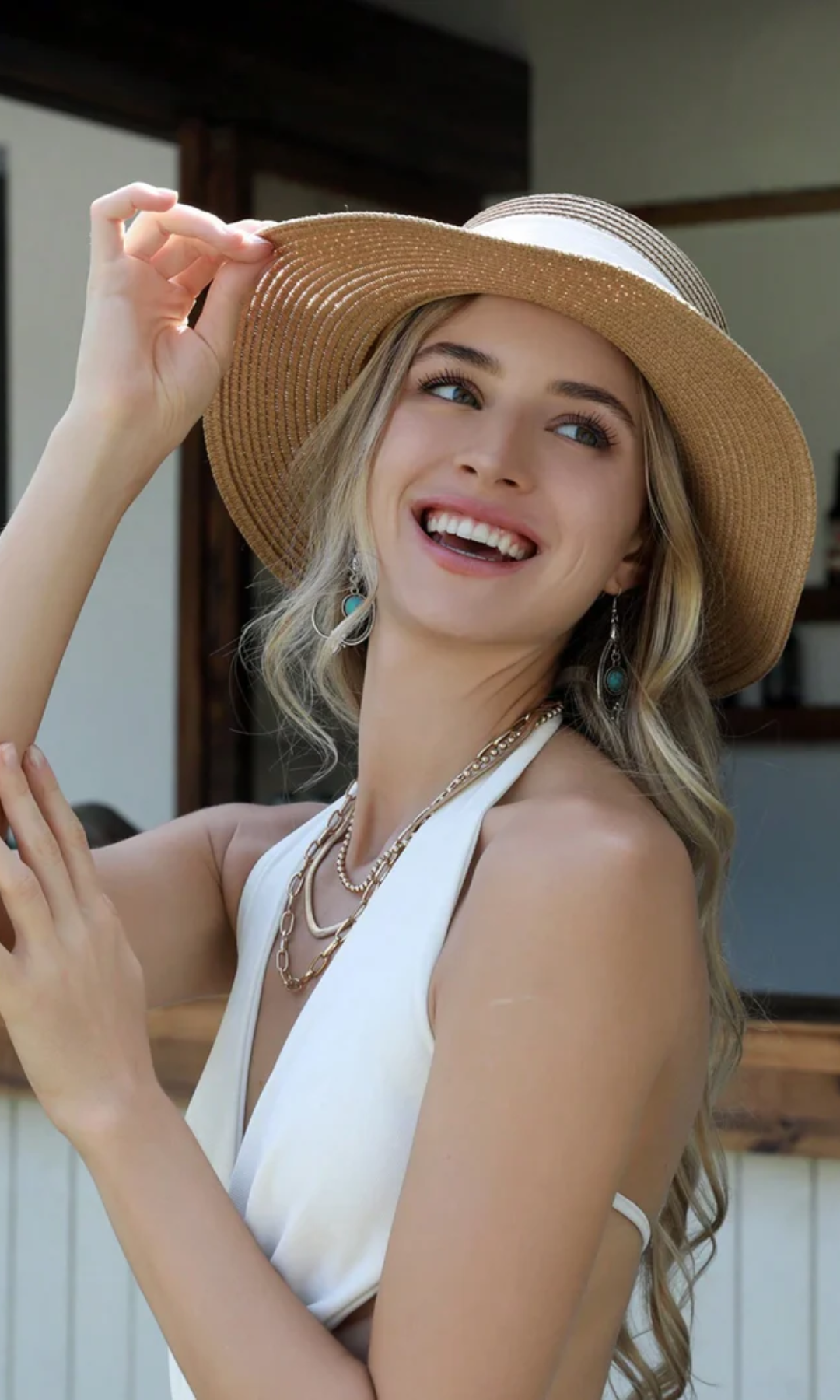 Albinia – White band classic – Straw hat-15133782212981-Nancy & Mae Savannah