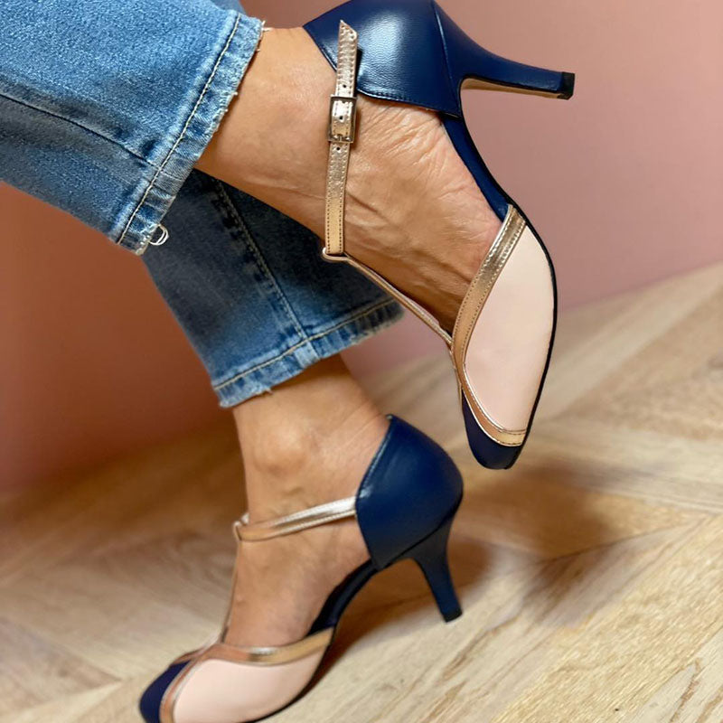Alessia - Colorful and comfortable round toe T-strap pumps-15530389012853-Mirella Fiore