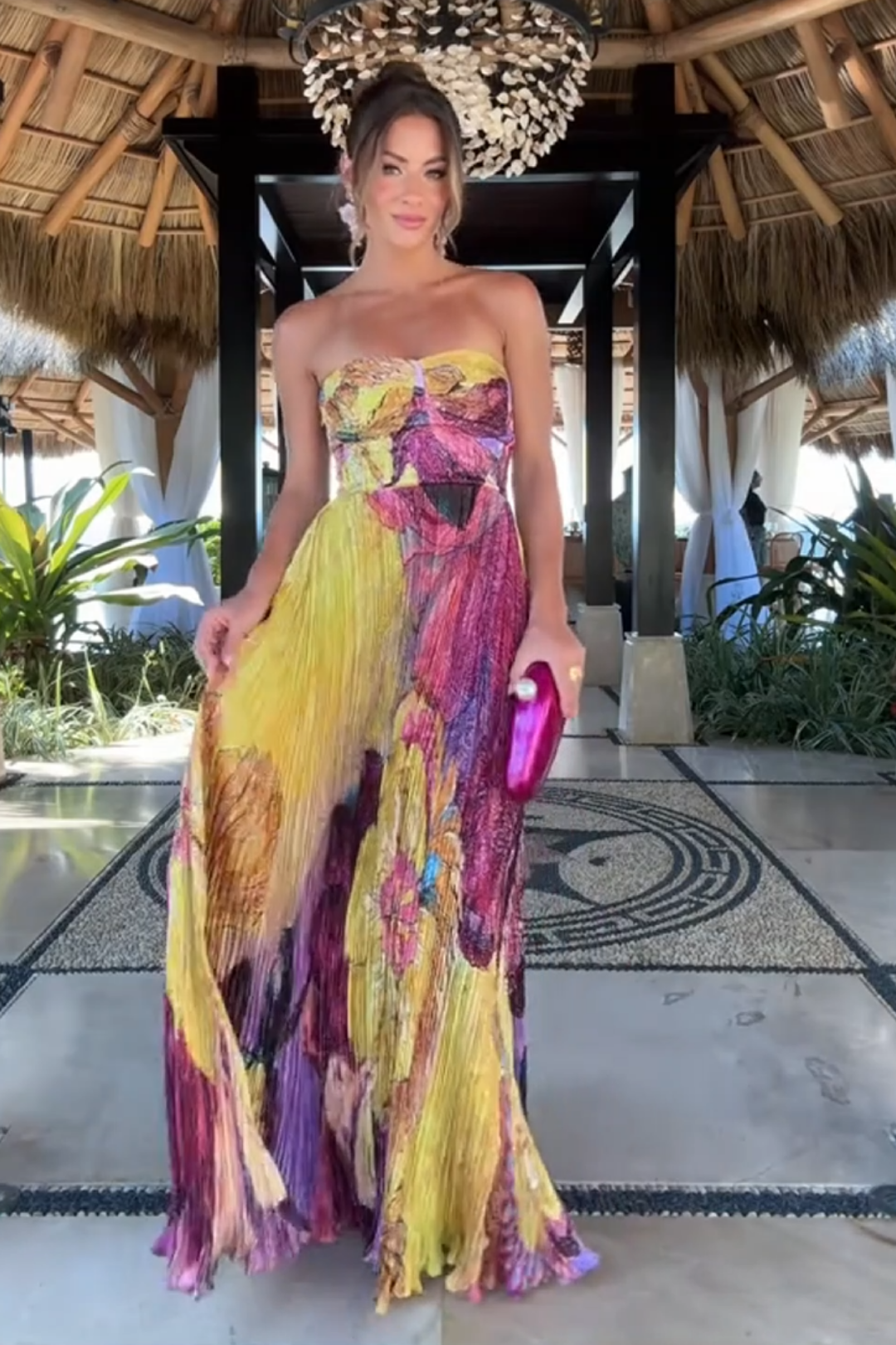 Alexine – Pleated texture – Floral maxi dress-15215867593077-Mirella Fiore