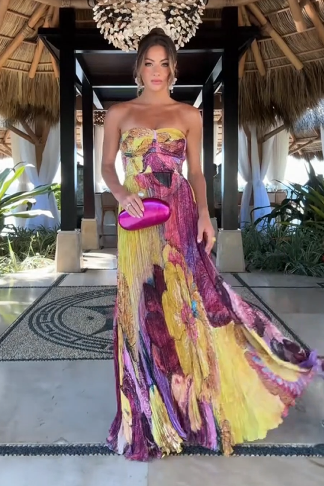 Alexine – Pleated texture – Floral maxi dress-15215867593077-Mirella Fiore