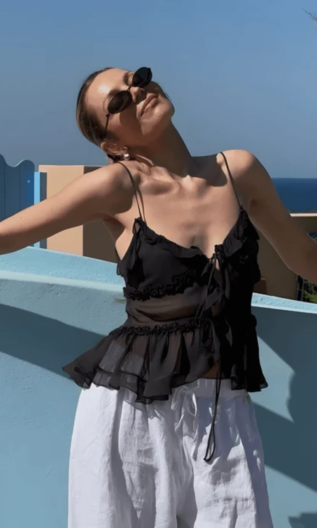Alondra – Adjustable tie detail – Sleeveless ruffle top-15133781492085-Mirella Fiore