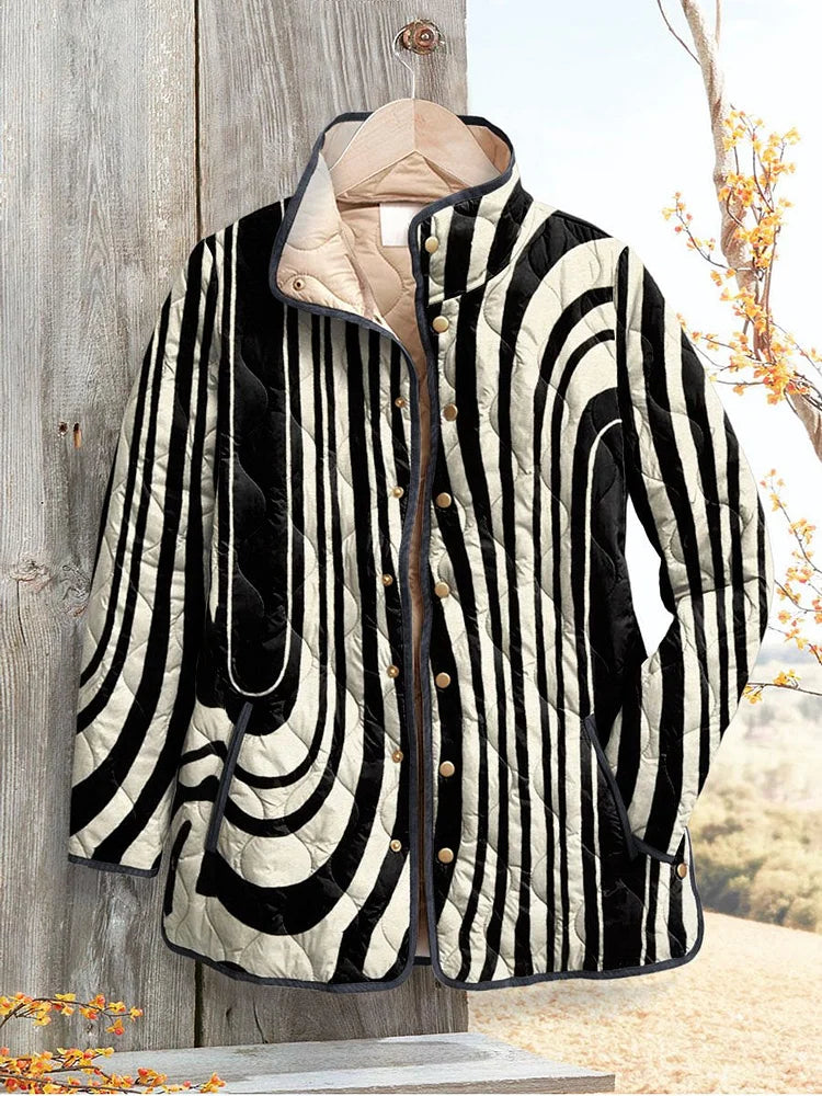 Althea - Women's Casual Quilted Jacket with Abstract Geometric Design-15549061235061-Mirella Fiore