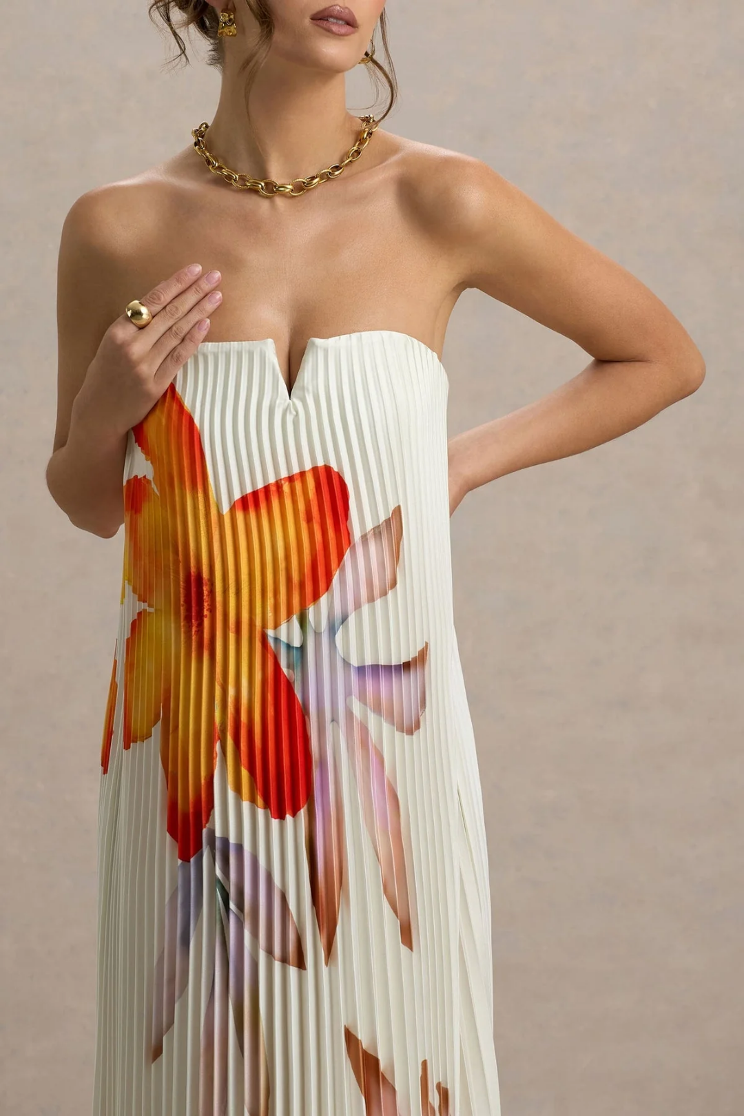 Amanda – Pleated texture – Strapless maxi dress-15215867560309-Mirella Fiore