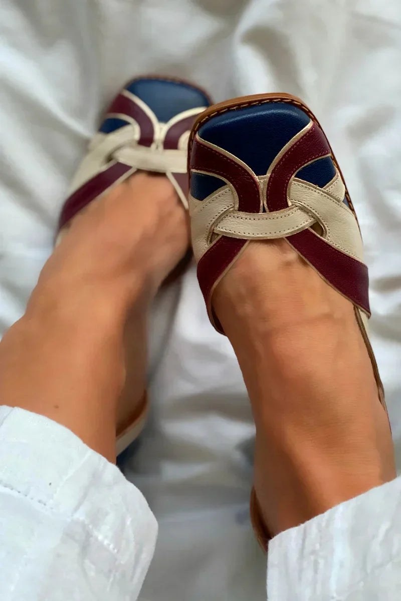 Amara - Tri-Color Slip-On Flats-15551040258421-Mirella Fiore