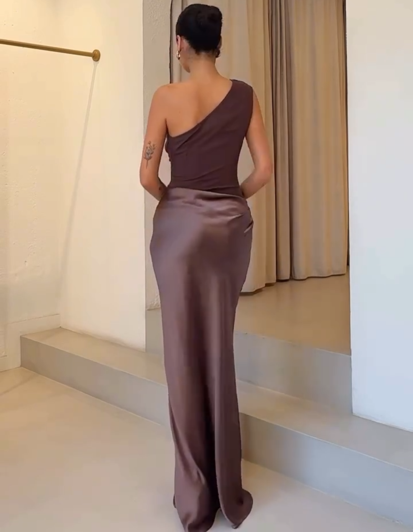 Amaretta – Sculpted drape – Satin evening gown-15133852402037-Mirella Fiore