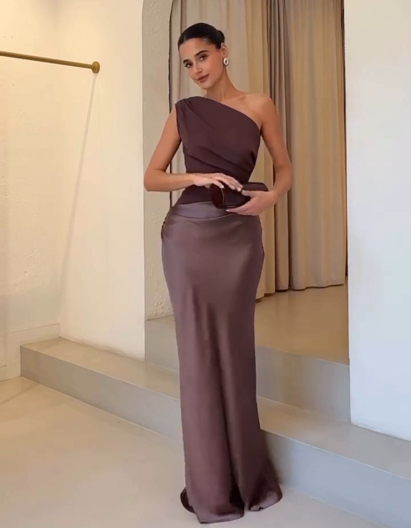 Amaretta – Sculpted drape – Satin evening gown-15133852402037-Mirella Fiore