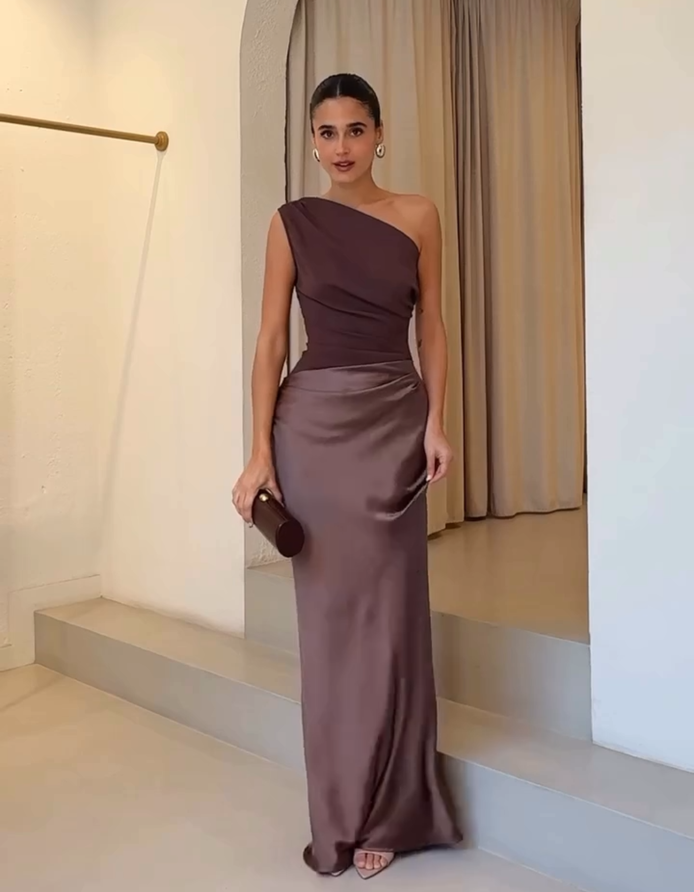 Amaretta – Sculpted drape – Satin evening gown-15133852402037-Mirella Fiore