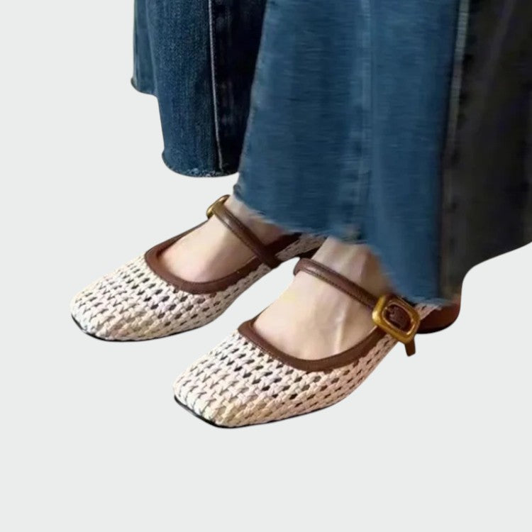 Amelie - Woven Buckle Mary Jane Shoes-15519661425013-Mirella Fiore