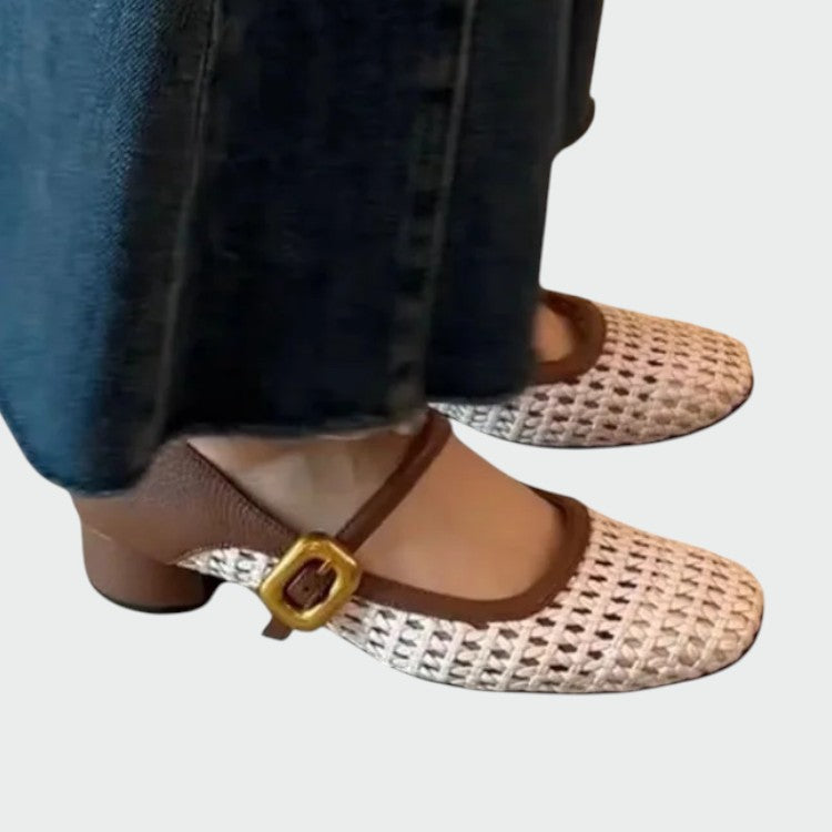 Amelie - Woven Buckle Mary Jane Shoes-15519661425013-Mirella Fiore