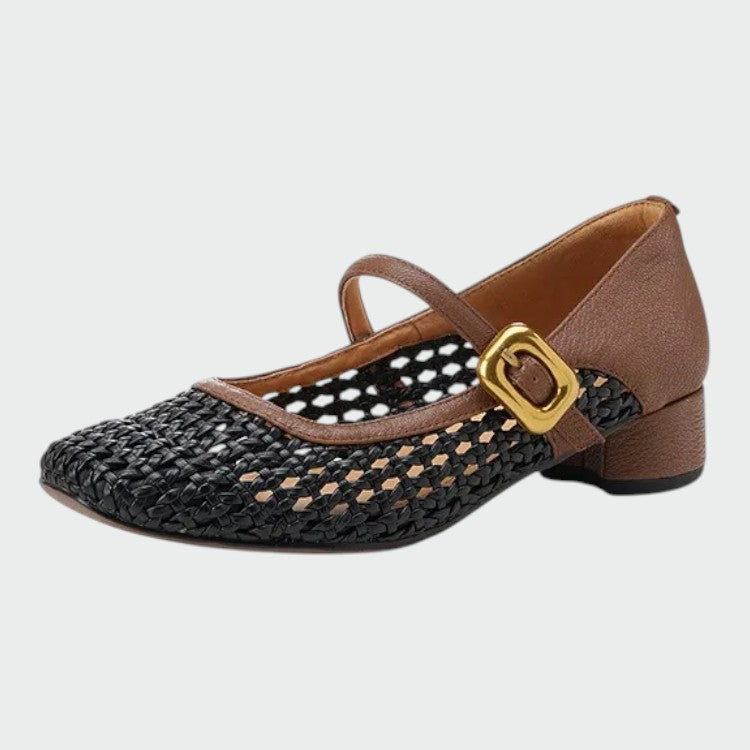 Amelie - Woven Buckle Mary Jane Shoes-15519661425013-Mirella Fiore