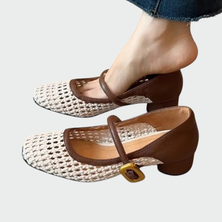 Amelie - Woven Buckle Mary Jane Shoes-15519661425013-Mirella Fiore