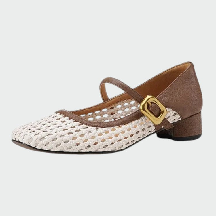Amelie - Woven Buckle Mary Jane Shoes-15519661425013-Nancy & Mae Savannah