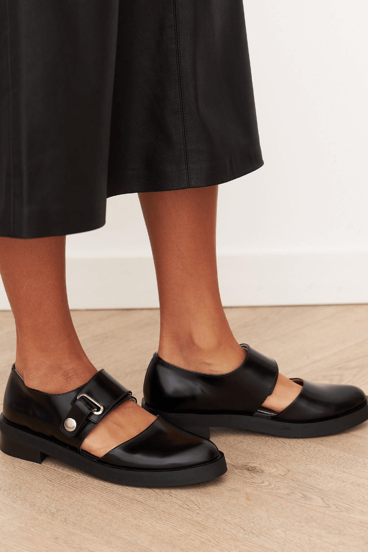 Angela - Black Buckle Loafers-15551041569141-Nancy & Mae Savannah