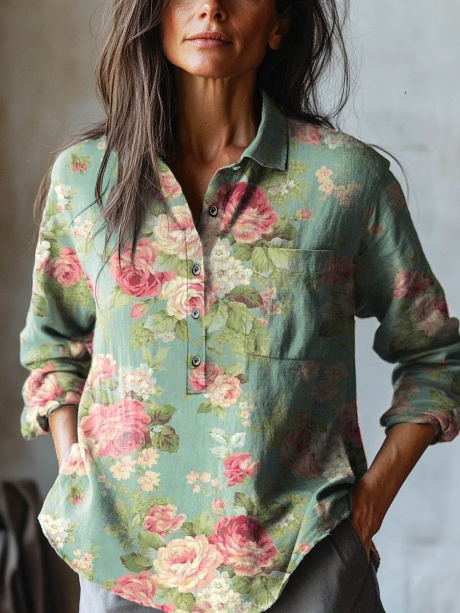 Anna - Vintage Rose Blouse-15542195257717-Nancy & Mae Savannah