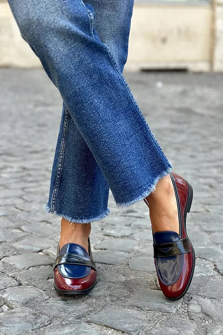 Antonia - Shiny Tricolor Loafer-15551043436917-Mirella Fiore