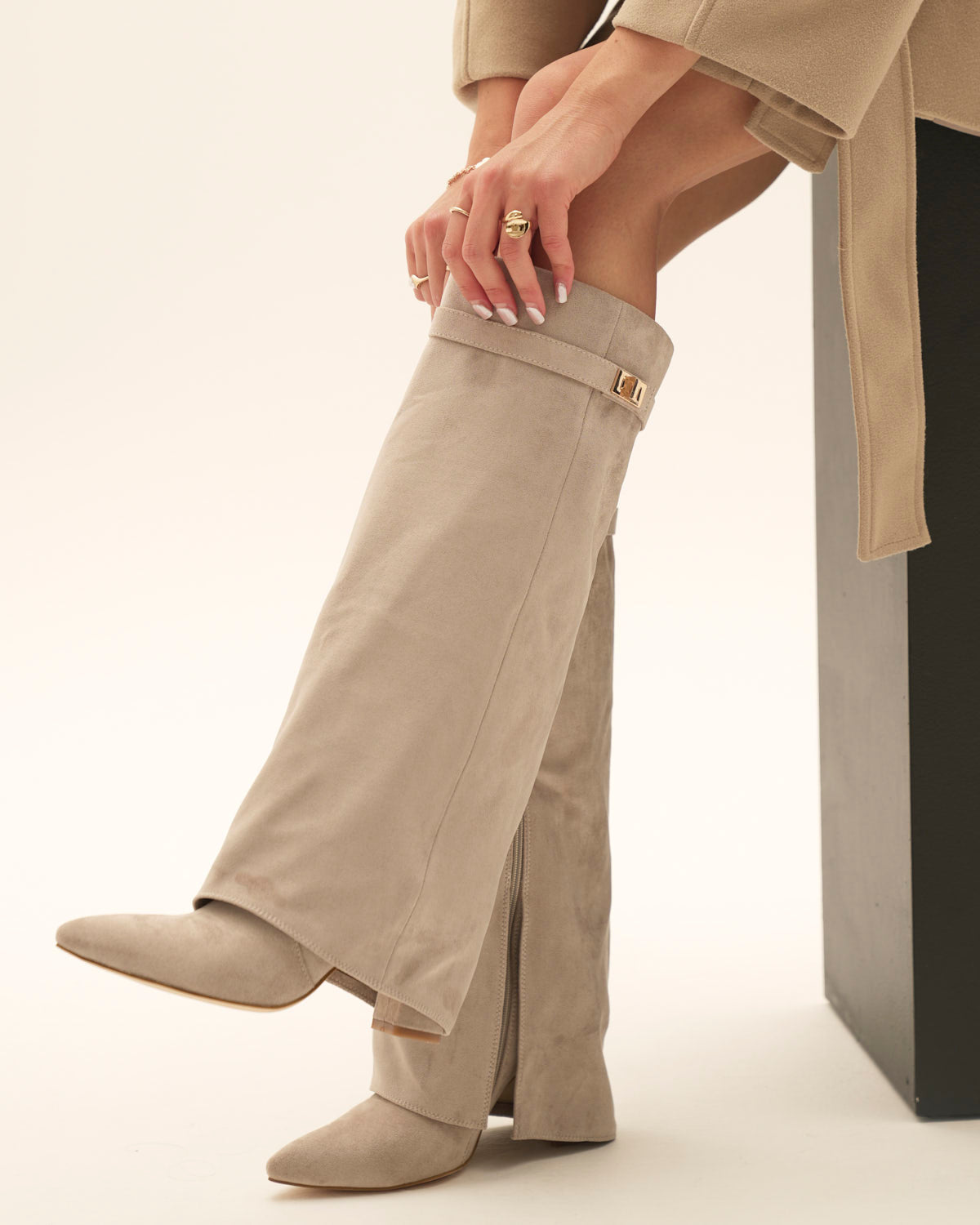 Arabella - Knee-High Suede Boots-15553347748213-Nancy & Mae Savannah