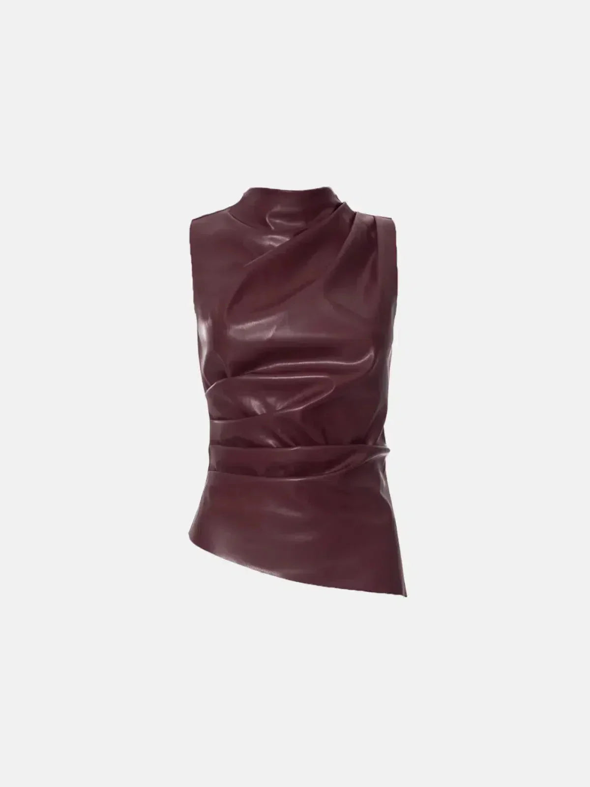 Arietta – Asymmetrical hemline – Faux leather top-15133677126005-Mirella Fiore