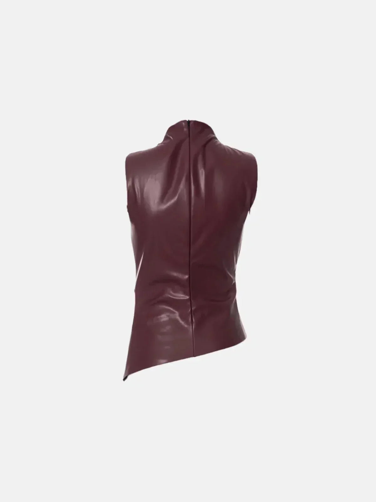 Arietta – Asymmetrical hemline – Faux leather top-15133677126005-Mirella Fiore