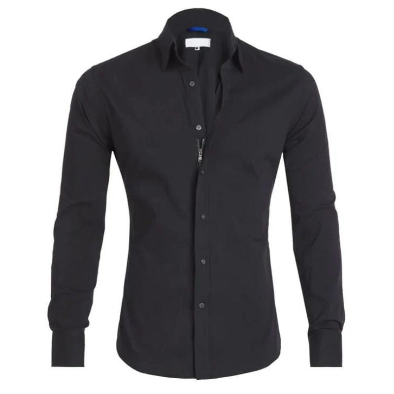 Aston - Wrinkle Free Shirt With Zip-15553985741173-Nancy & Mae Savannah