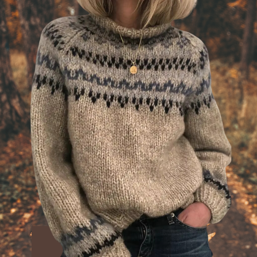 Astrid - Women's Nordic Knit Sweater-15544892719477-Mirella Fiore