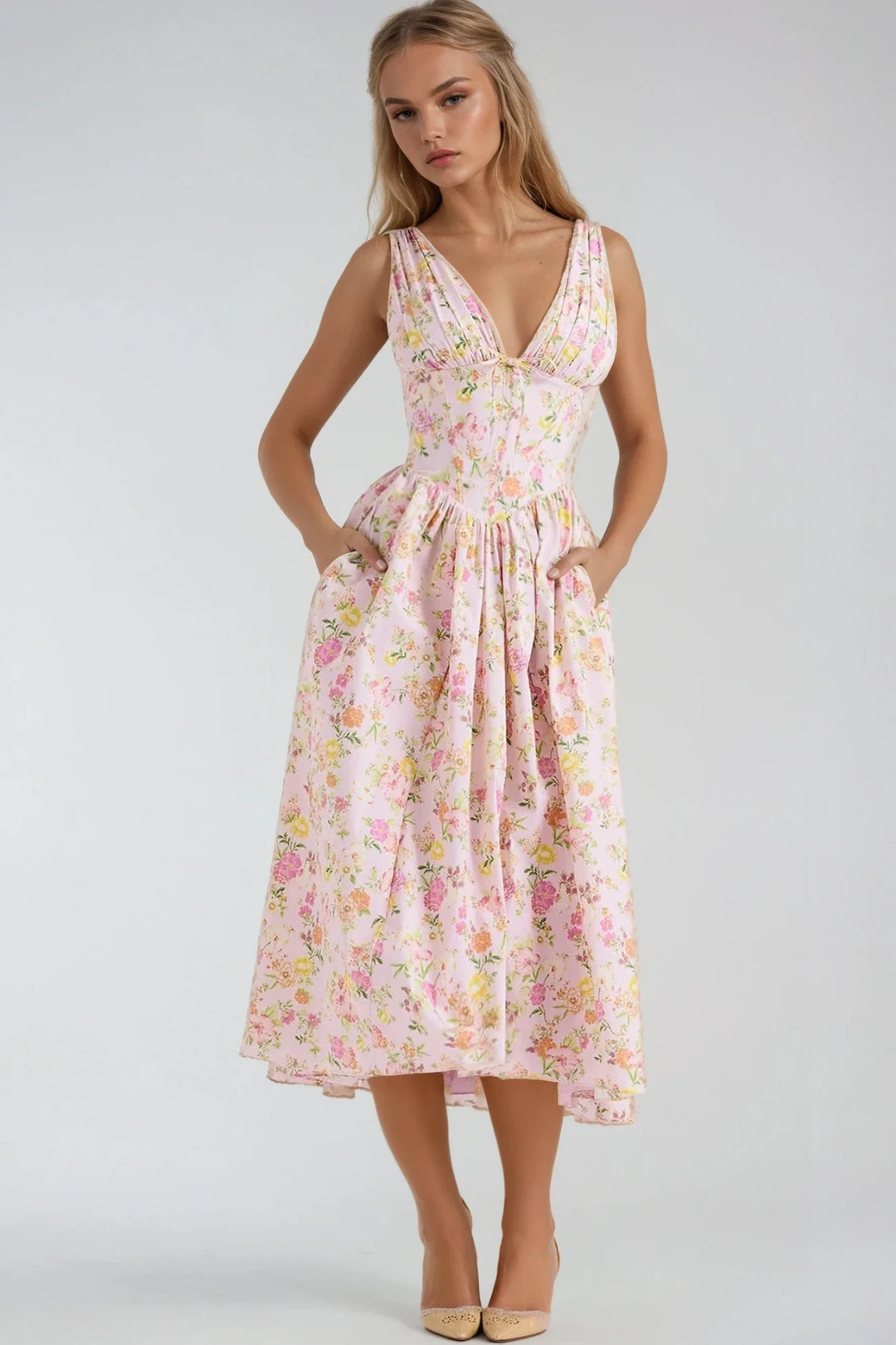Aurelia – Vibrant floral design – Midi dress-15215265317237-Mirella Fiore