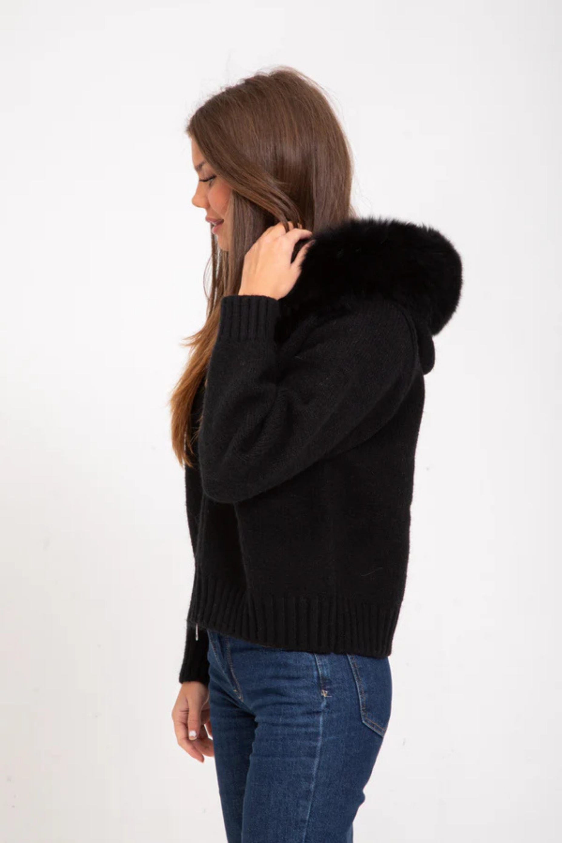 Aurélinne – Luxe detail – Faux fur hooded cardigan-15349950546293-Mirella Fiore