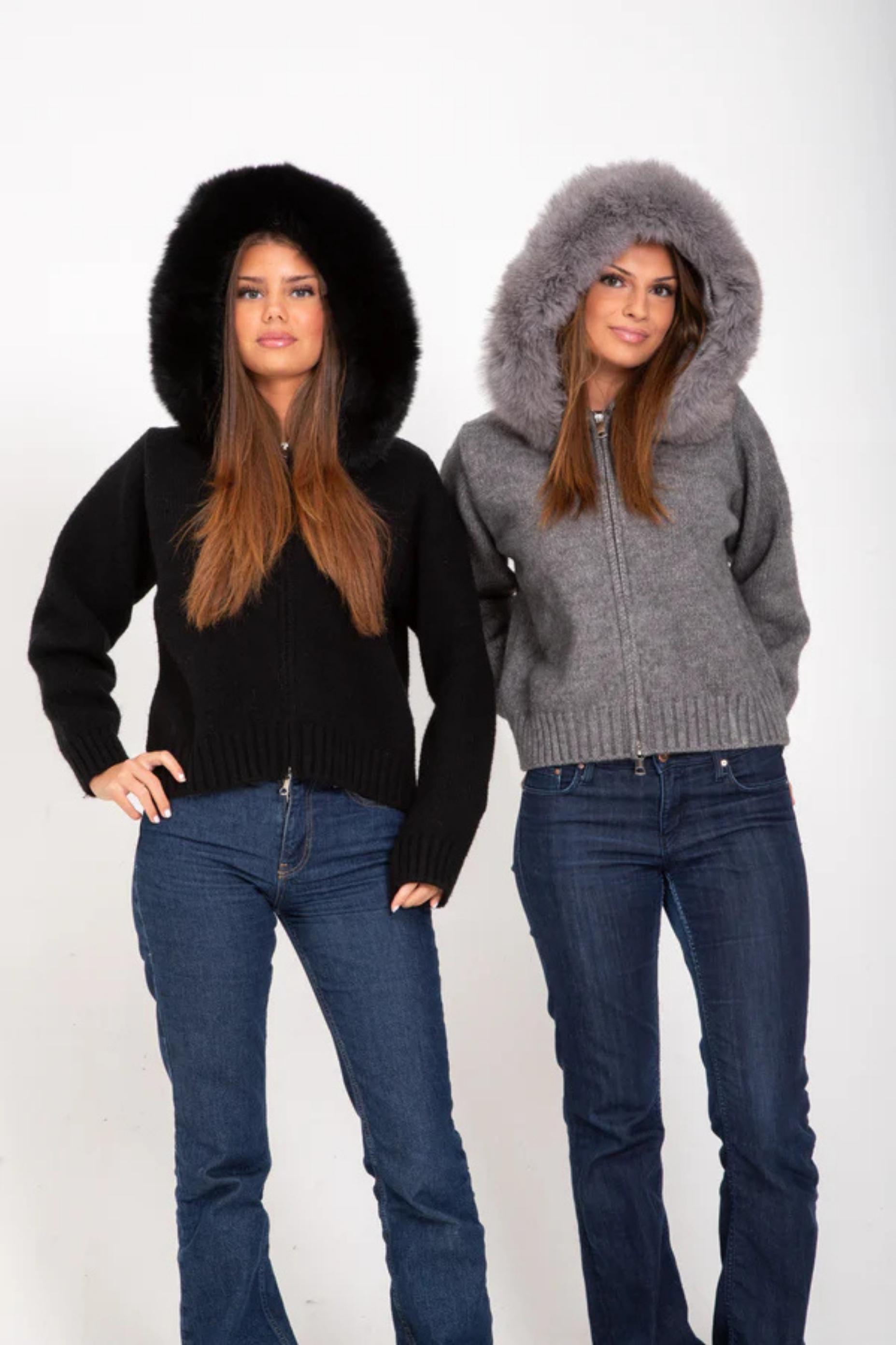 Aurélinne – Luxe detail – Faux fur hooded cardigan-15349950546293-Mirella Fiore