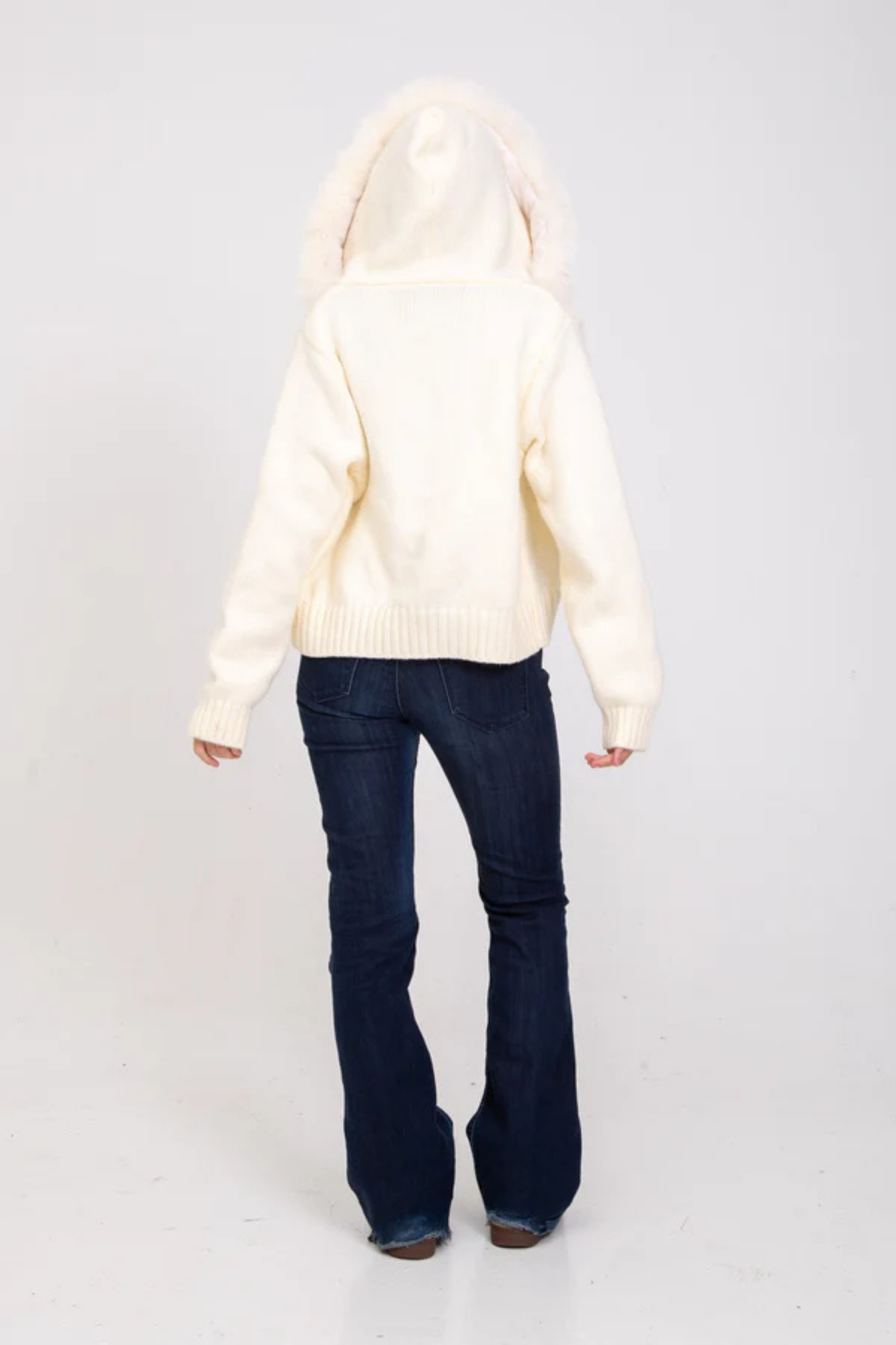 Aurélinne – Luxe detail – Faux fur hooded cardigan-15349950546293-Mirella Fiore