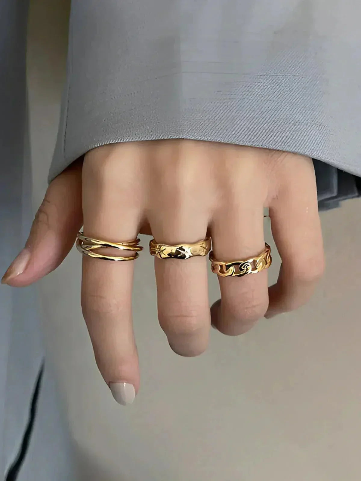 Auriane – Twisted design – Hoop ring trio-15227807334773-Mirella Fiore