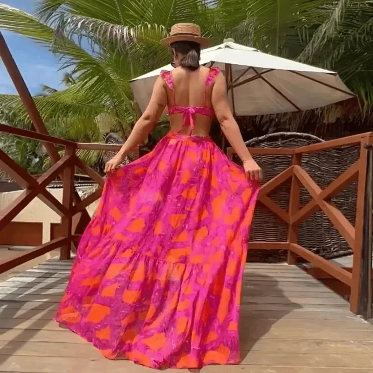 Aurivette Set – Pink – Ruffled bikini and slit skirt-15133641769333-Mirella Fiore