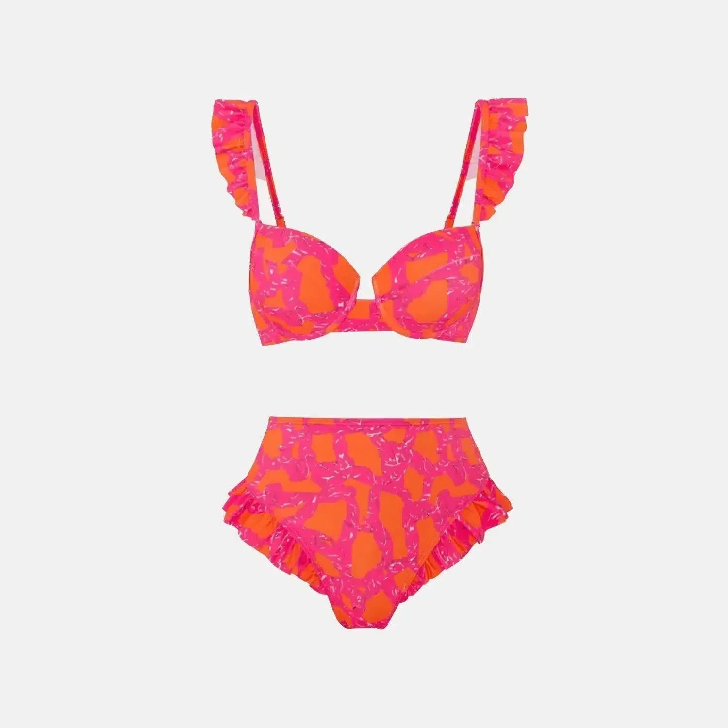 Aurivette Set – Pink – Ruffled bikini and slit skirt-15133641769333-Mirella Fiore