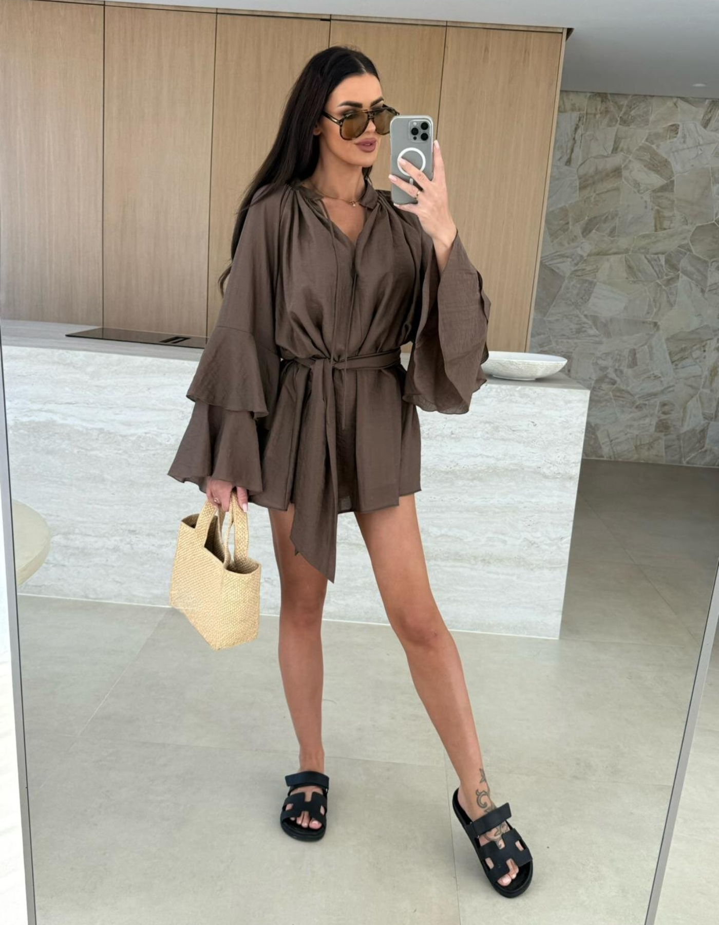 Avianor – Flared sleeve – Tie-waist playsuit-15133852500341-Mirella Fiore