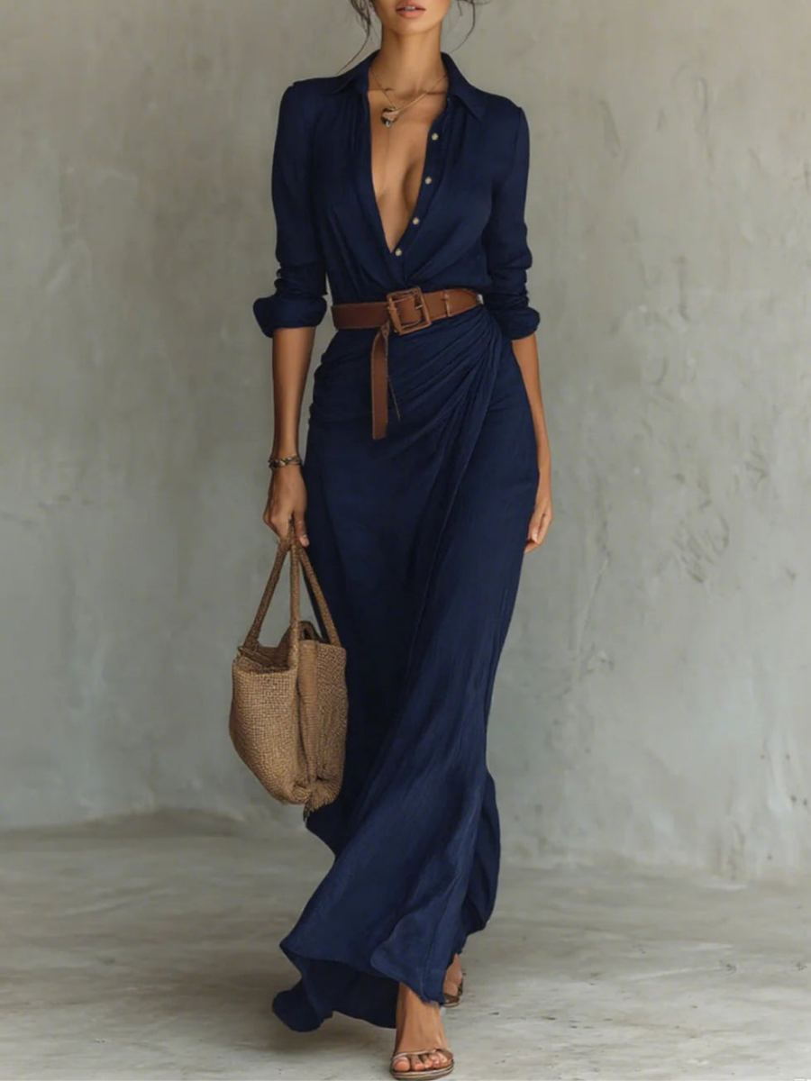 Azura – Button-down wrap dress – Belted maxi dress-15353218793845-Mirella Fiore