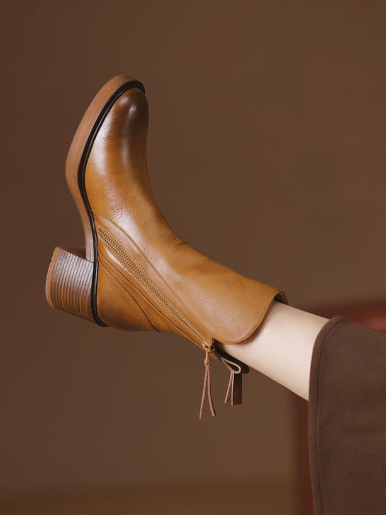 BARBARA - BLOCK HEEL ANKLE BOOTS-15549014245749-Nancy & Mae Savannah