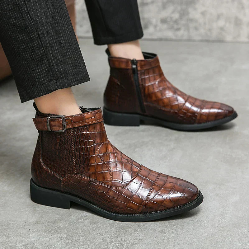 Baron - Leather Boots with Buckle-15550770119029-Nancy & Mae Savannah