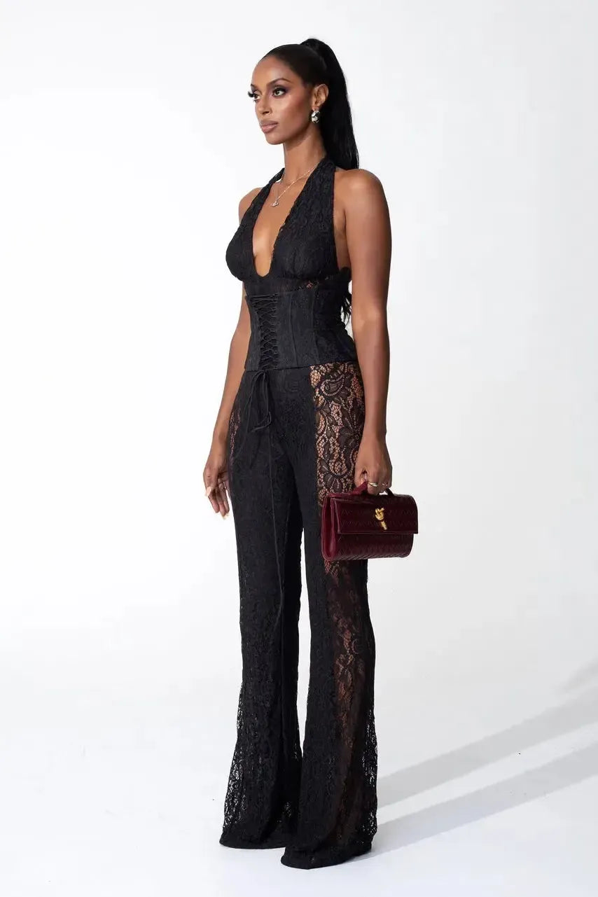 Bea – Halter neckline – Lace jumpsuit-15133676765557-Mirella Fiore