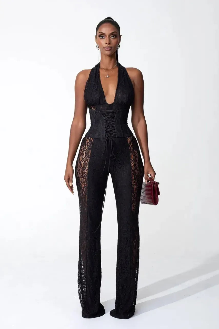 Bea – Halter neckline – Lace jumpsuit-15133676765557-Mirella Fiore
