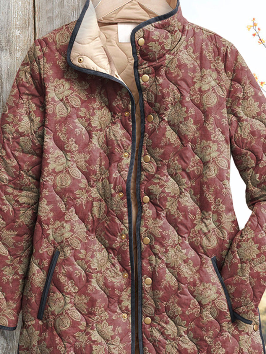 Bea - Retro Floral Print Women's Jacket-15549061923189-Mirella Fiore