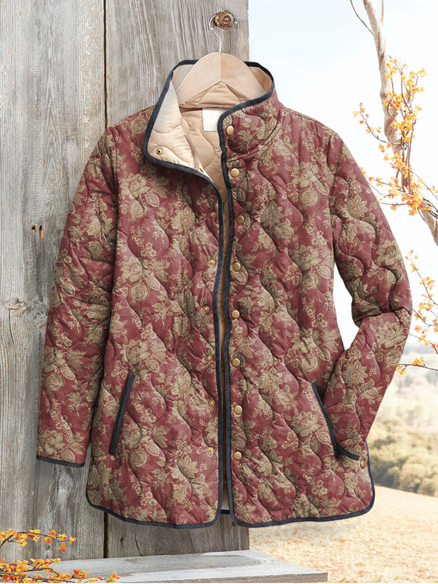 Bea - Retro Floral Print Women's Jacket-15549061923189-Mirella Fiore
