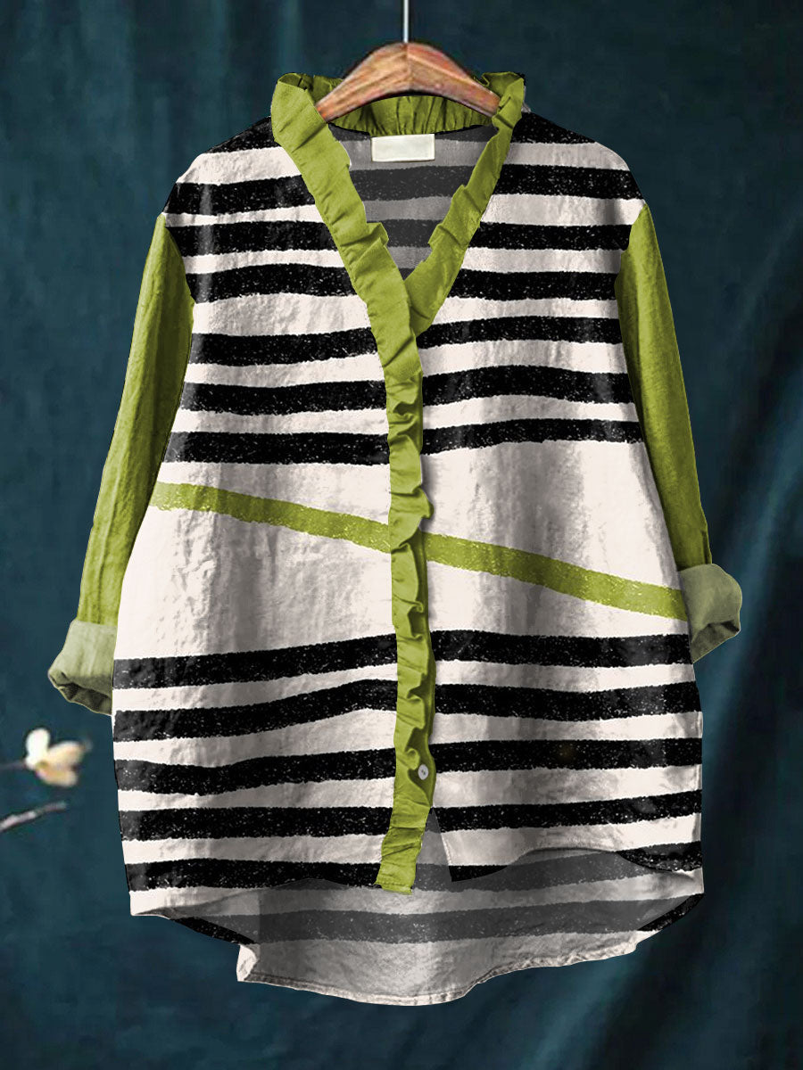 Bella - Striped Contrast Blouse-15542207086965-Mirella Fiore